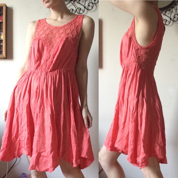 SOLD FILLMORE Free People Salmon Sheen Lace Dress - Picture 8 of 8